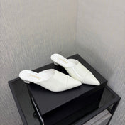 LV 26S HIGH-HEELED MULES 40 MM IN WHITE PATENT CALFSKIN