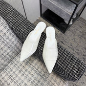 LV 26S HIGH-HEELED MULES 40 MM IN WHITE PATENT CALFSKIN