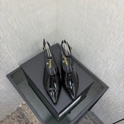 LV 26S SLINGBACK HIGH HEELS 40 MM IN BLACK PATENT CALFSKIN