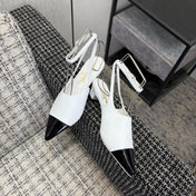LV 26S SLINGBACK HIGH HEELS 40 MM IN WHITE AND BLACK CALFSKIN