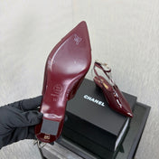 LV 26S SLINGBACK HIGH HEELS 40 MM IN DARK RED PATENT CALFSKIN