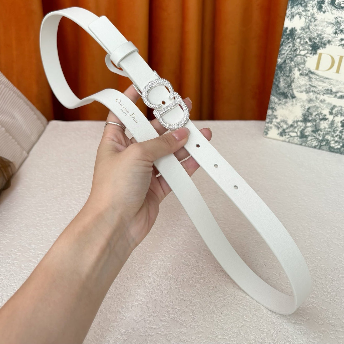 DIOR 26S BELT 20 MM IN WHITE CALFSKIN 632258