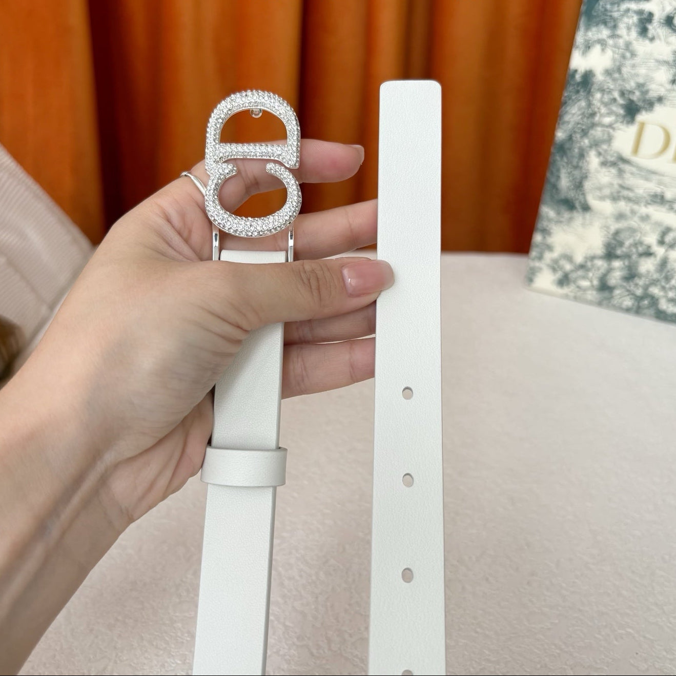 DIOR 26S BELT 20 MM IN WHITE CALFSKIN 632258