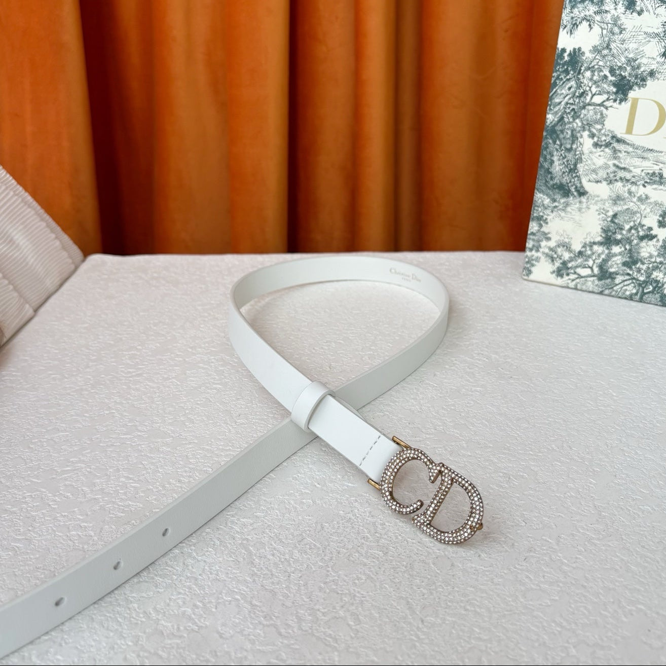 DIOR 26S BELT 20 MM IN WHITE CALFSKIN 632259