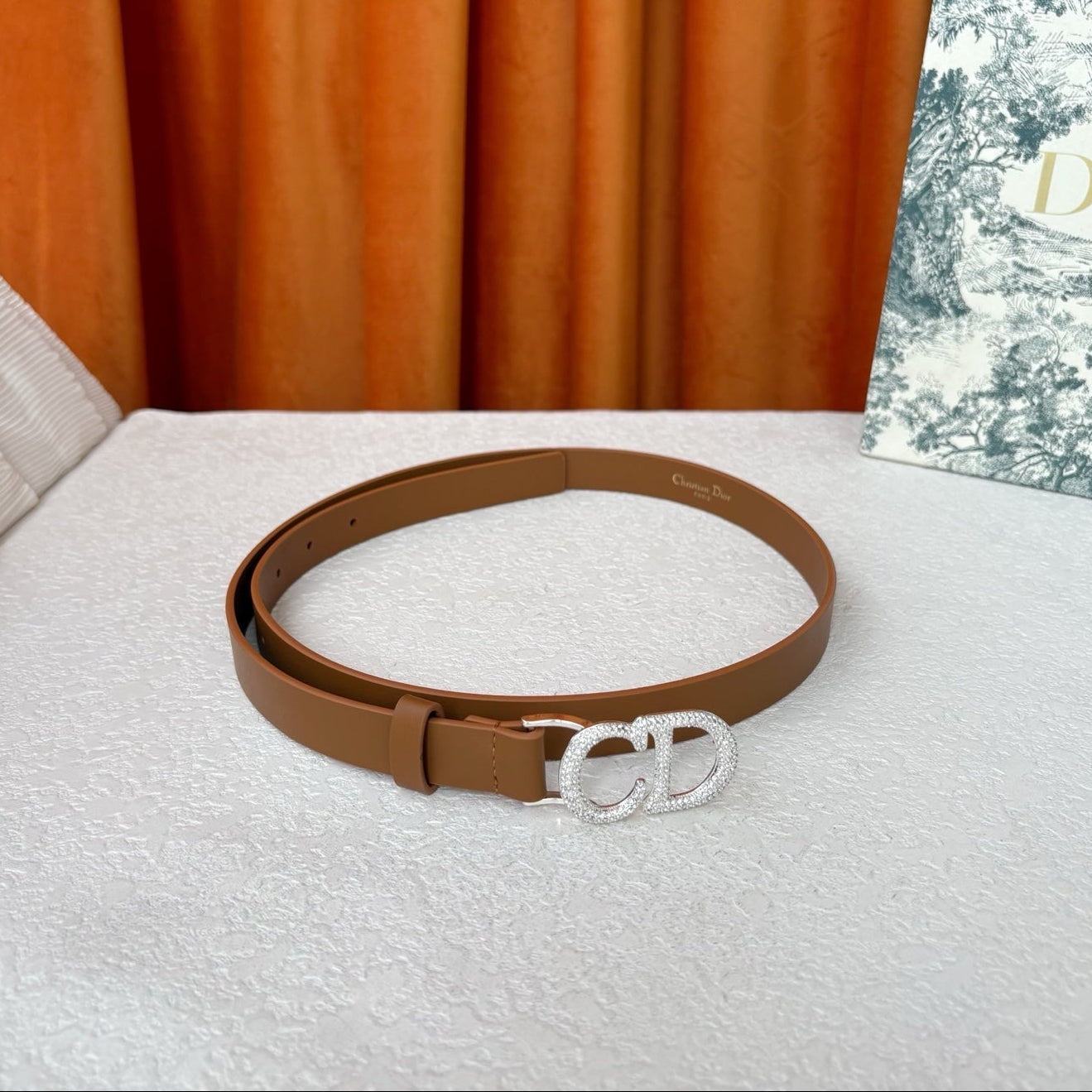 DIOR 26S BELT 20 MM IN BROWN CALFSKIN 632262