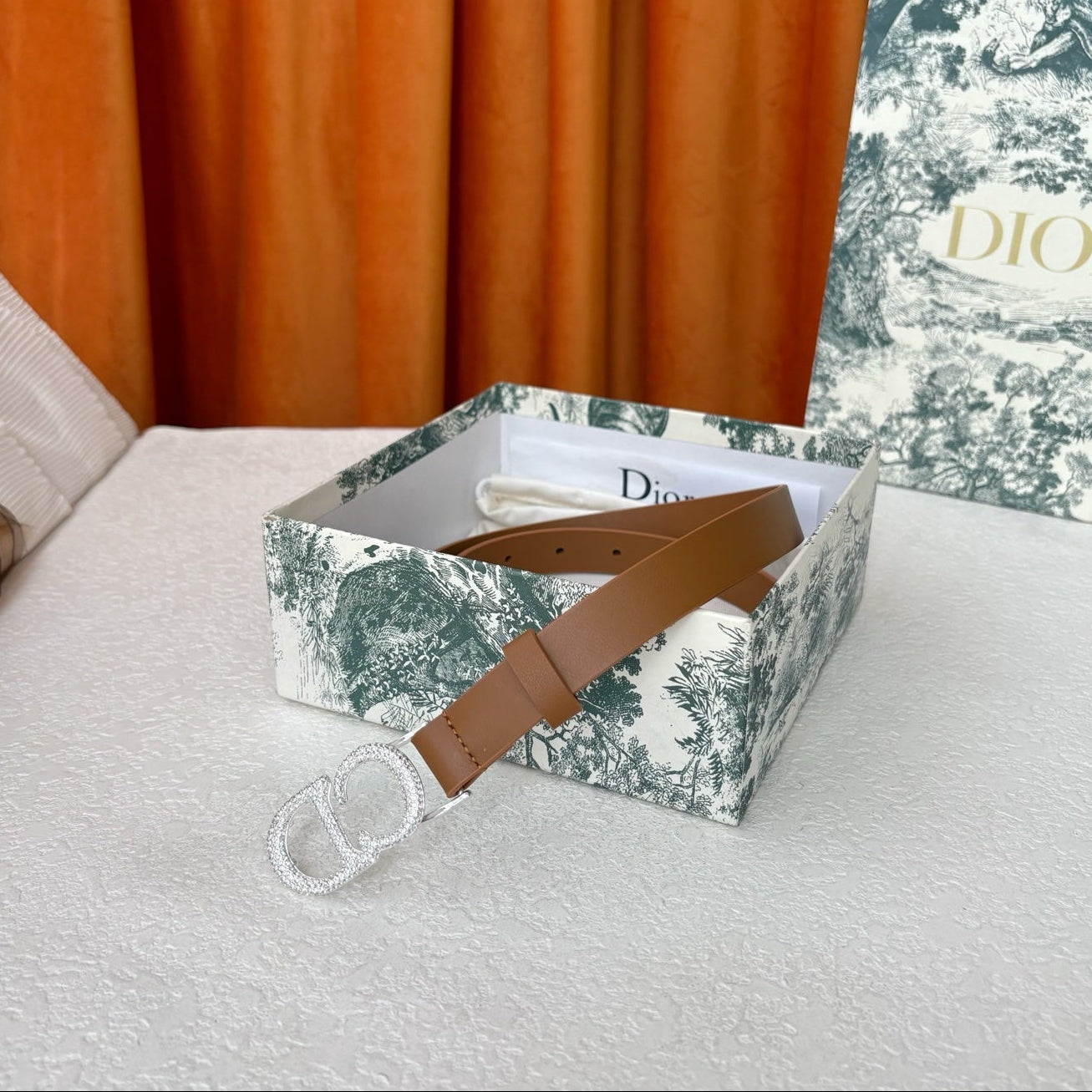 DIOR 26S BELT 20 MM IN BROWN CALFSKIN 632262