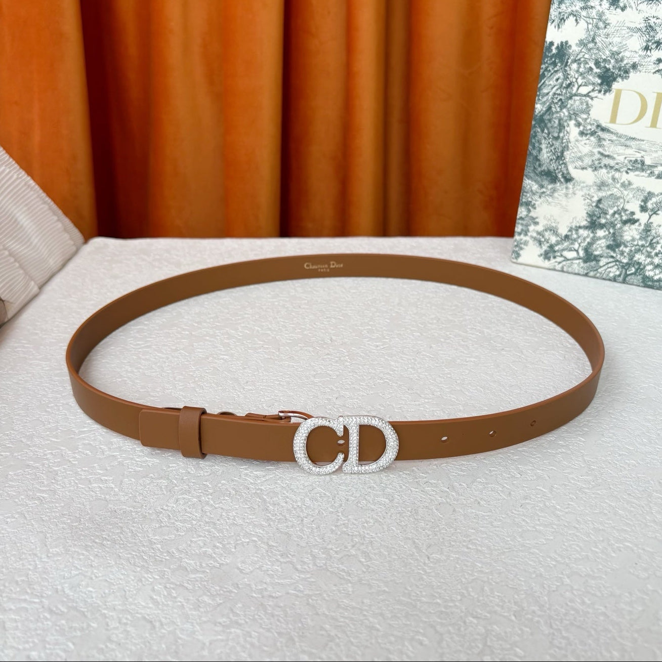 DIOR 26S BELT 20 MM IN BROWN CALFSKIN 632262