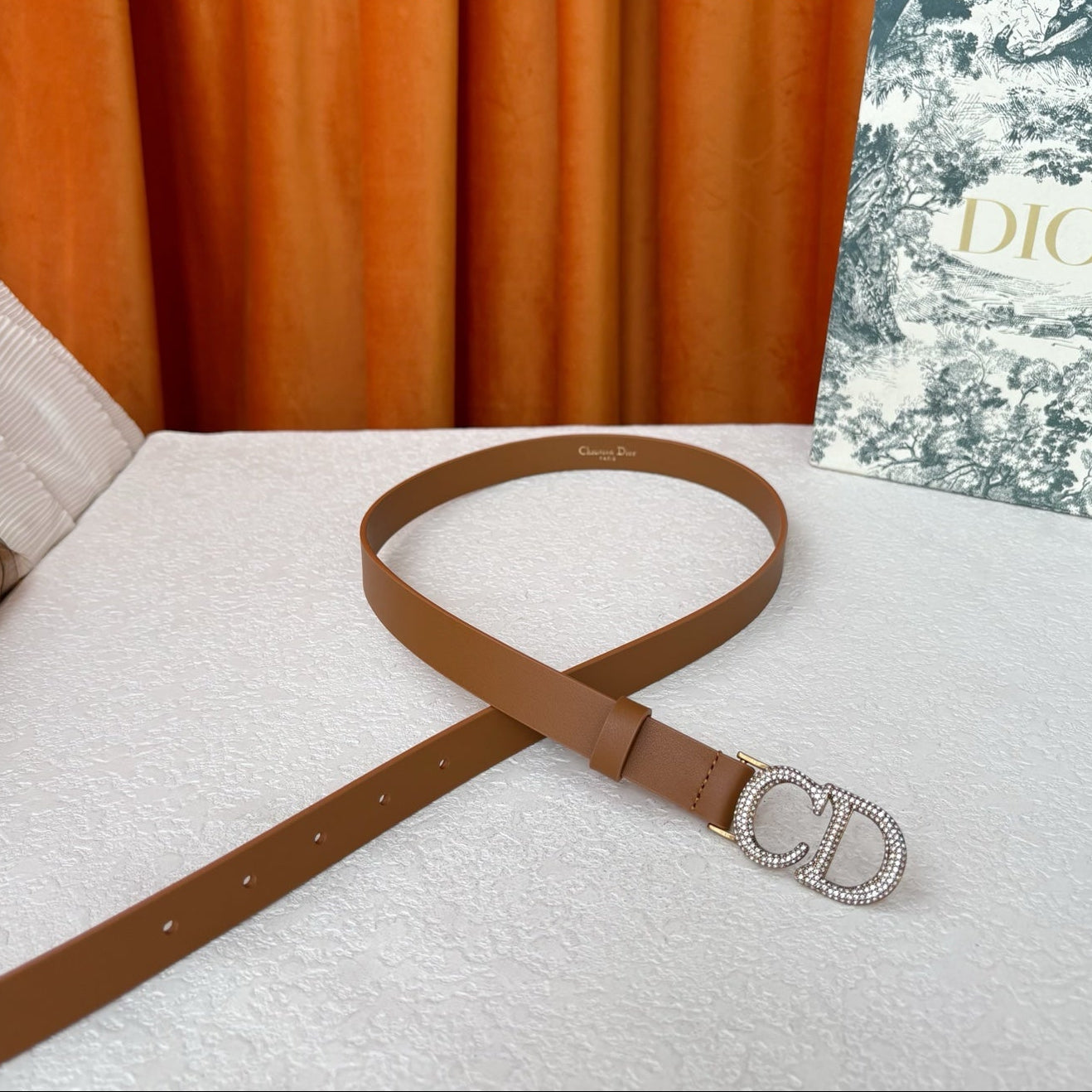 DIOR 26S BELT 20 MM IN BROWN CALFSKIN 632263