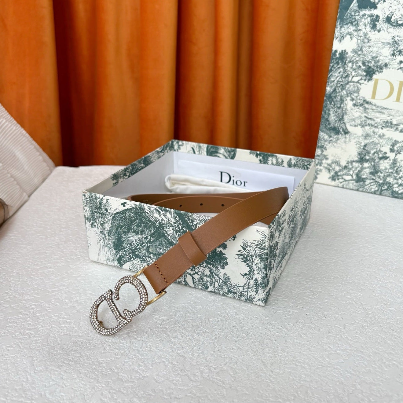 DIOR 26S BELT 20 MM IN BROWN CALFSKIN 632263