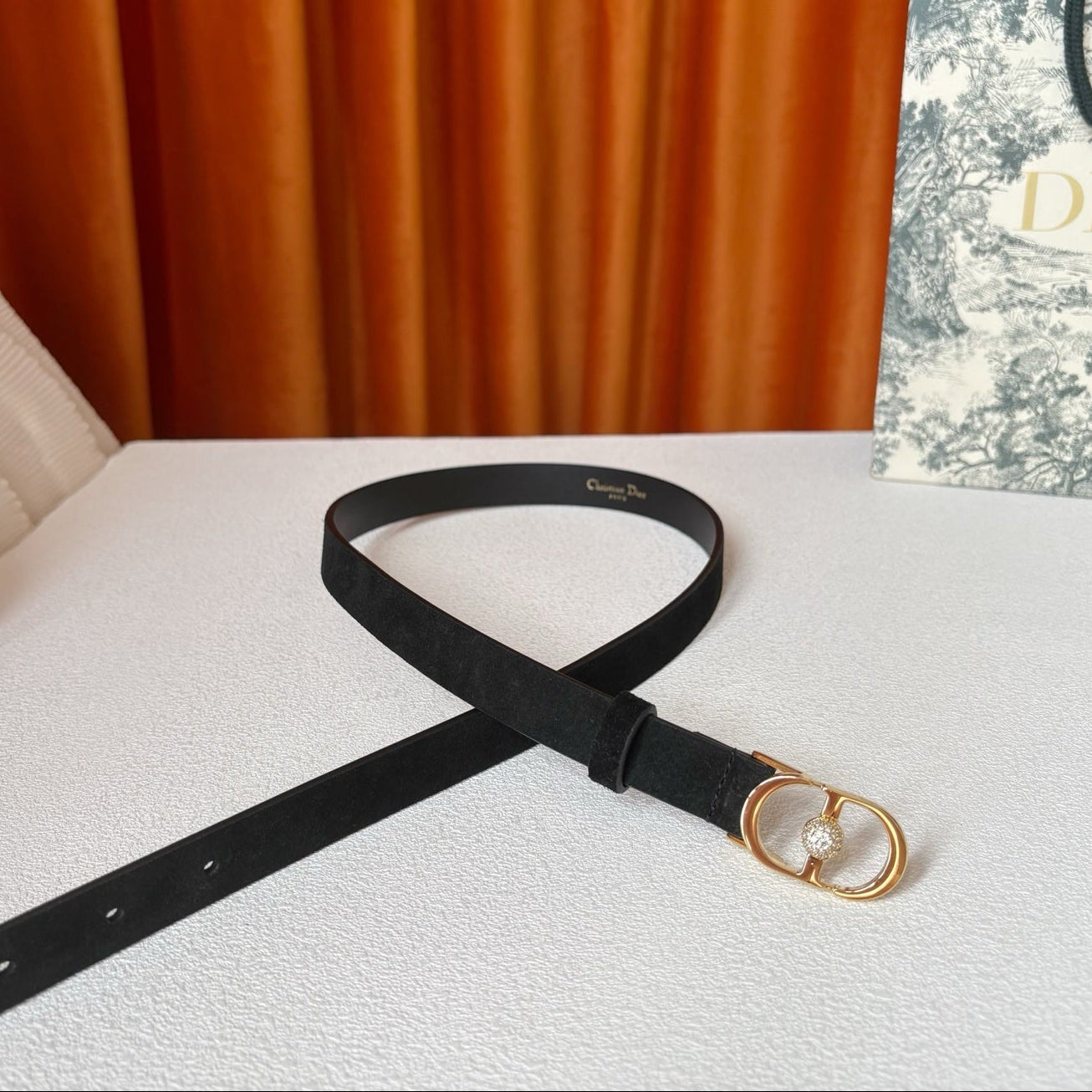 DIOR 26S BELT 20 MM IN BLACK SUEDE 661464
