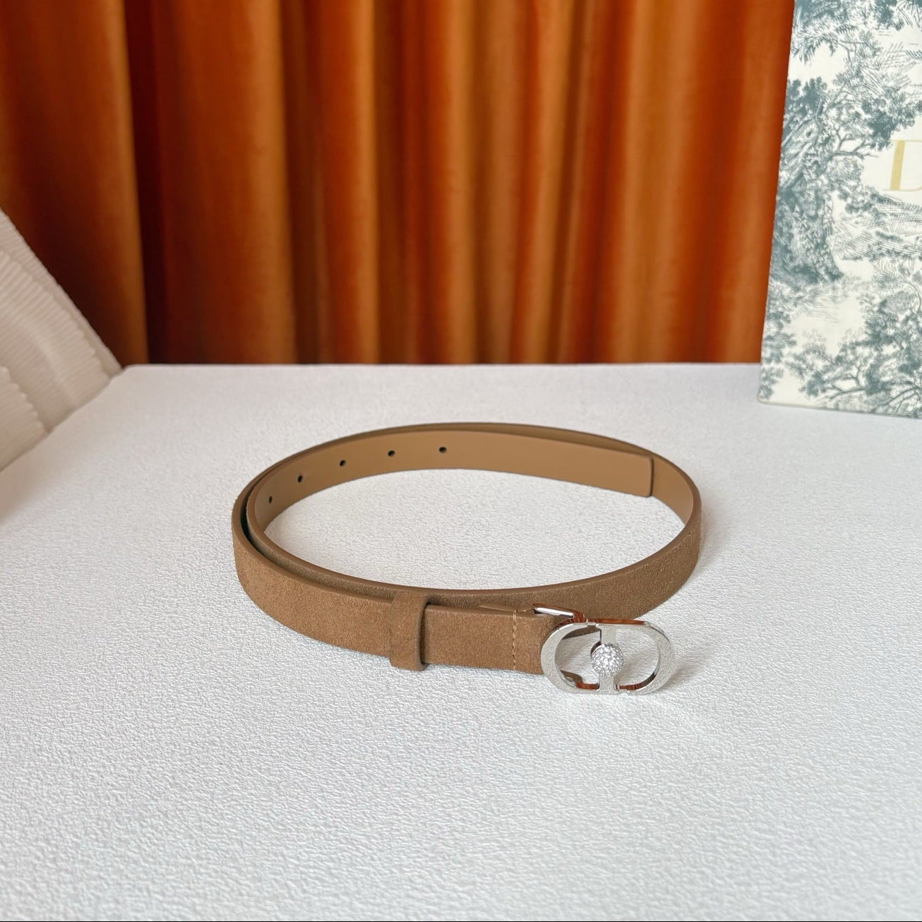 DIOR 26S BELT 20 MM IN CAMEL BROWN SUEDE 661465