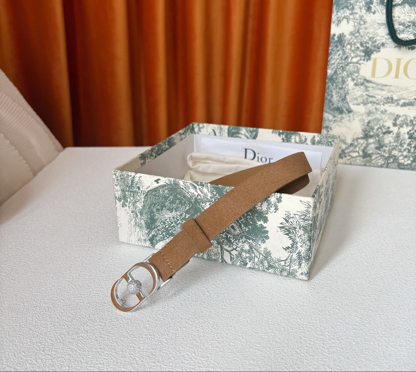 DIOR 26S BELT 20 MM IN CAMEL BROWN SUEDE 661465