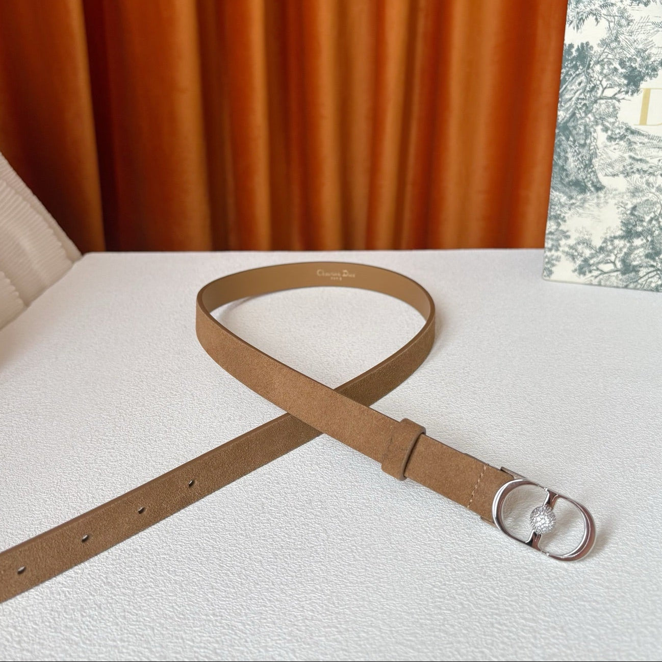 DIOR 26S BELT 20 MM IN CAMEL BROWN SUEDE 661465