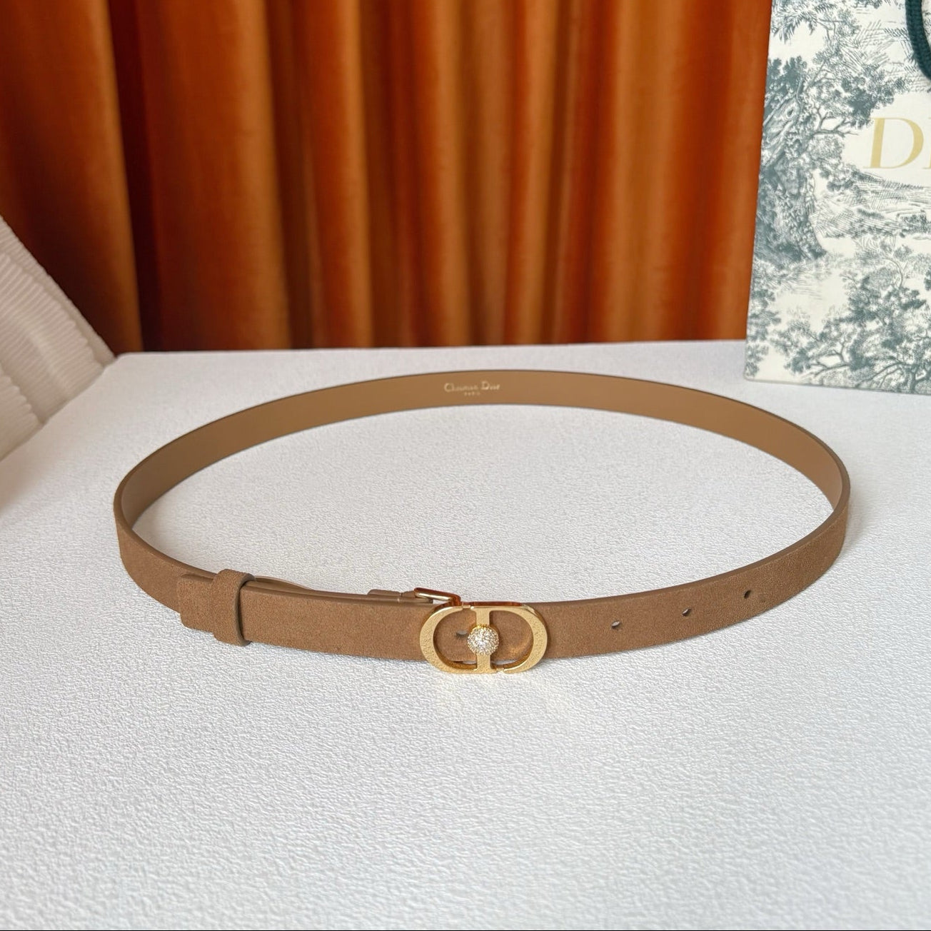 DIOR 26S BELT 20 MM IN CAMEL BROWN SUEDE 661466