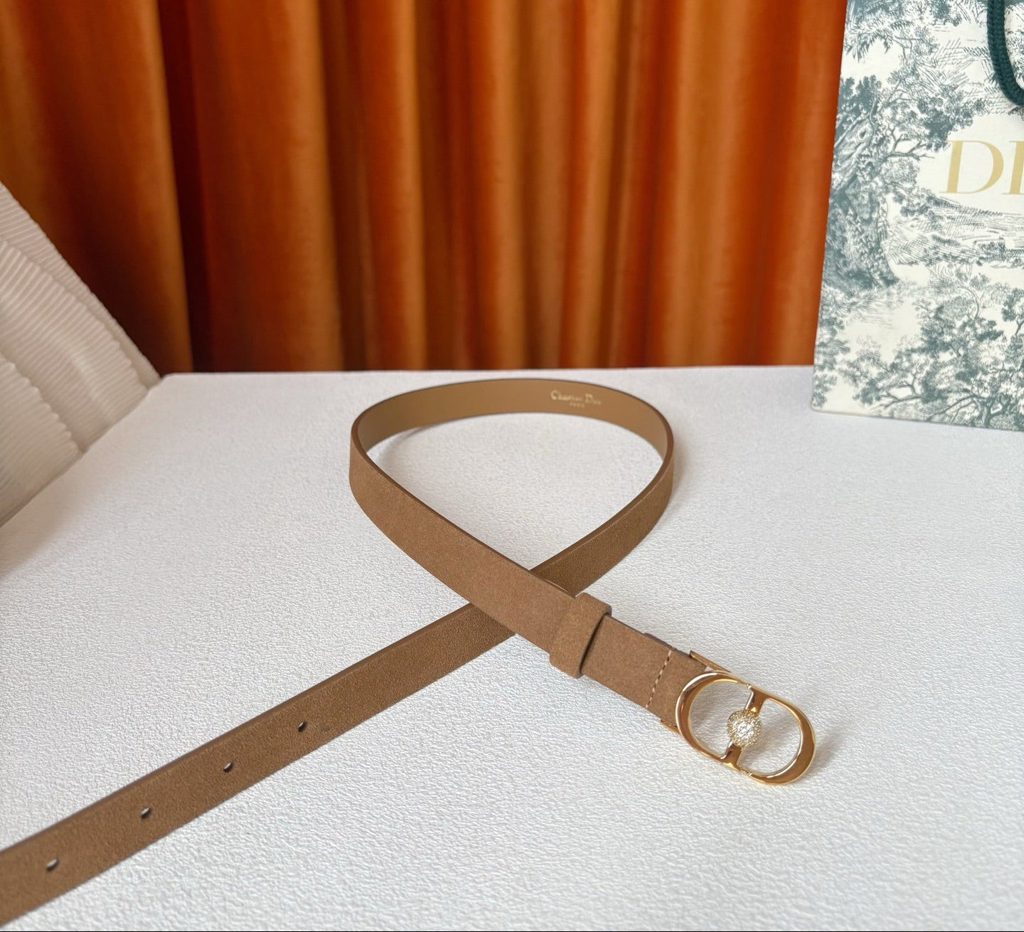 DIOR 26S BELT 20 MM IN CAMEL BROWN SUEDE 661466