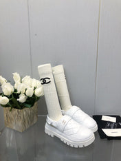 CHUNKY PLATFORM SHEARLING SLIPPER WHITE LAMBSKIN