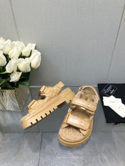 DAD SANDAL YELLOW CREAM LAMBSKIN