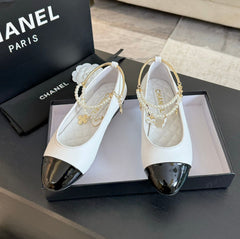 Double Strap Chunky Heel Mary Jane Shoes White Black