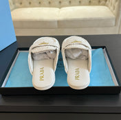 PRA CROCHET SPECIAL MULES WHITE LAMBSKIN