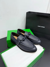 BOTTEGA VENETA 26S LOAFERS IN BLUE GRAY GRAINED CALFSKIN