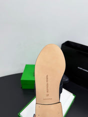 BOTTEGA VENETA 26S LOAFERS IN BLUE GRAY GRAINED CALFSKIN