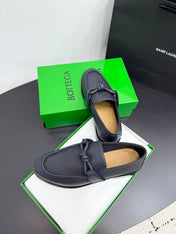 BOTTEGA VENETA 26S LOAFERS IN BLUE GRAY GRAINED CALFSKIN