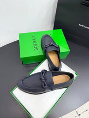 BOTTEGA VENETA 26S LOAFERS IN BLUE GRAY GRAINED CALFSKIN