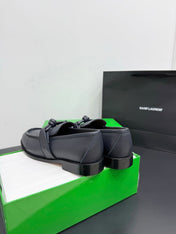 BOTTEGA VENETA 26S LOAFERS IN BLUE GRAY GRAINED CALFSKIN