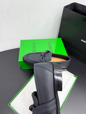 BOTTEGA VENETA 26S LOAFERS IN BLUE GRAY GRAINED CALFSKIN