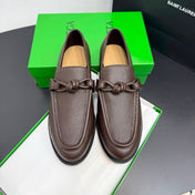 BOTTEGA VENETA 26S LOAFERS IN BROWN GRAINED CALFSKIN