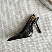 LEE SLINGBACK PUMPS 105 IN BLACK CROCODILE-EMBOSSED LEATHER