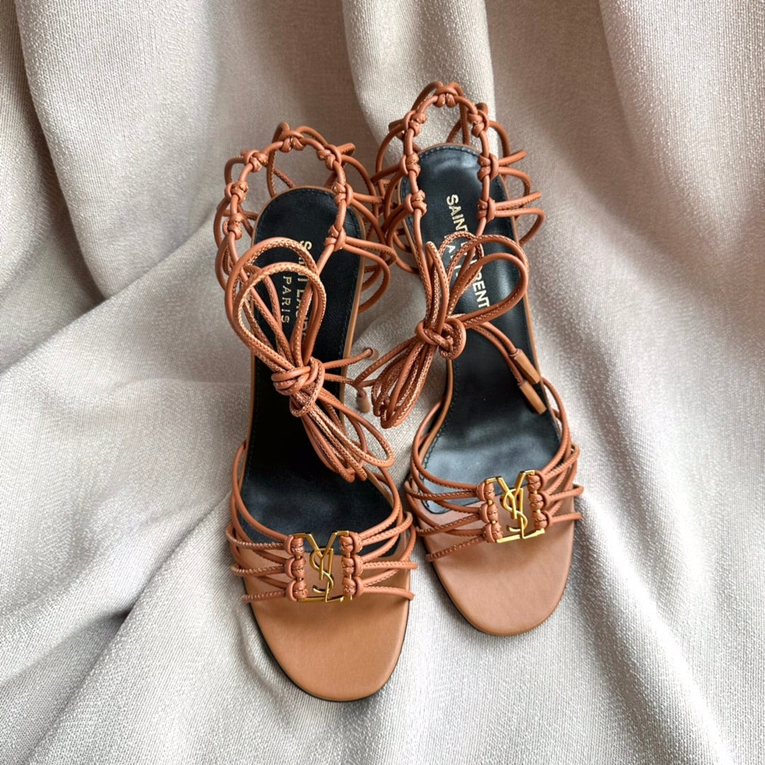 BABYLONE SANDALS 90 IN BLACK TAN LAMBSKIN