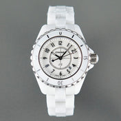 J12 Date Quartz White Ceramic Black Numerals White Dial