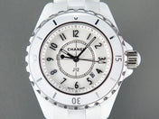 J12 Date Quartz White Ceramic Black Numerals White Dial
