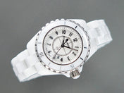 J12 Date Quartz White Ceramic Black Numerals White Dial
