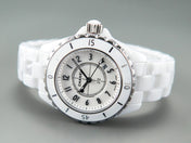 J12 Date Quartz White Ceramic Black Numerals White Dial