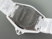 J12 Date Automatic White Ceramic Blue Numerals White Dial
