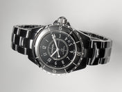 J12 Date Automatic Black Ceramic White Numerals Black Dial White Steel Hands