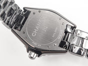 J12 Date Automatic Black Ceramic White Numerals Black Dial White Steel Hands