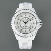 J12 Automatic White Ceramic Diamond Numerals White Dial