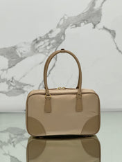 LARGE TOP HANDLE BAG 35 IN DRIED MOSS NYLON AND CALFSKIN TRIM