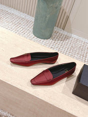 YSL 25S SAINT LAURENT POPPY BALLET FLATS IN VINTAGE RED SILK