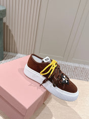 MIUMIU 25S SNEAKERS 50MM IN DARK BROWN SUEDE