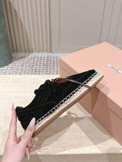 MIUMIU 25S ESPASNEAK ESPADRILLE SNEAKERS IN BLACK SUEDE