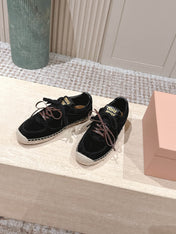 MIUMIU 25S ESPASNEAK ESPADRILLE SNEAKERS IN BLACK SUEDE