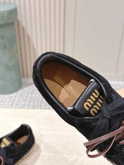 MIUMIU 25S ESPASNEAK ESPADRILLE SNEAKERS IN BLACK SUEDE