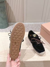 MIUMIU 25S ESPASNEAK ESPADRILLE SNEAKERS IN BLACK SUEDE