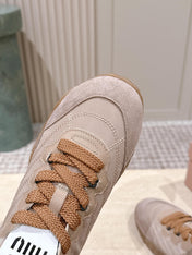 MIUMIU 25S SNEAKERS IN DARK ROSE TYRE TECHNICAL FABRIC AND SUEDE SHEARLING