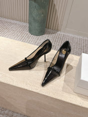 YSL 26S POINTED-TOE PUMPS 100 MM IN TRANSPARENT BLACK TPU