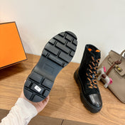 HM 26S LACE-UP ANKLE BOOTS IN BLACK LAMBSKIN AND SUEDE